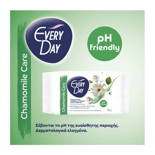 EVERY DAY | Υγρά Μαντήλια Ευαίσθητης Περιοχής Chamomile Care 15 Τεμάχια 1+1 Δώρο