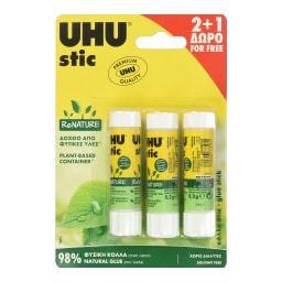 UHU | Κόλλα Stick ReNature 2+1 Τεμάχιο Δώρο