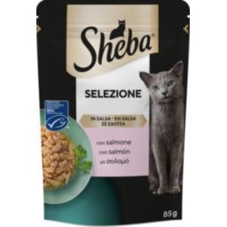 SHEBA | Γατοτροφή Selezione Σολομός σε Σάλτσα 85g