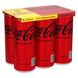 COCA COLA | Αναψυκτικό Cola Zero Κουτί 6x330ml 5+1 Δώρο