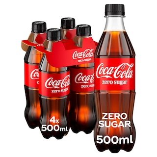 COCA COLA | ZERO | Αναψυκτικό Cola Zero Φιάλη 4x500ml