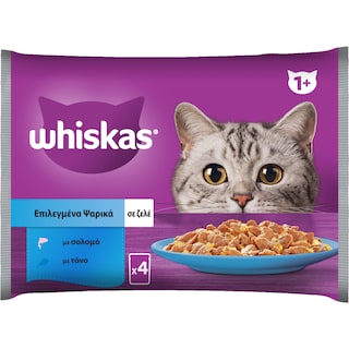 WHISKAS | Γατοτροφή Ψαρικά σε Ζελέ 4x85g