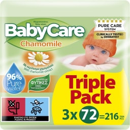 BABY CARE | Μωρομάντηλα Χαμομήλι 3x72 Τεμάχια