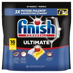 FINISH | Κάψουλες Πλυντηρίου Πιάτων Ultimate All in 1 Λεμόνι 16 Tεμάχια
