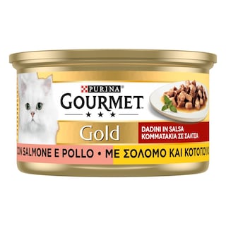 GOURMET | GOLD | Γατοτροφή Σολομός & Κοτόπουλο Κονσέρβα 85gr