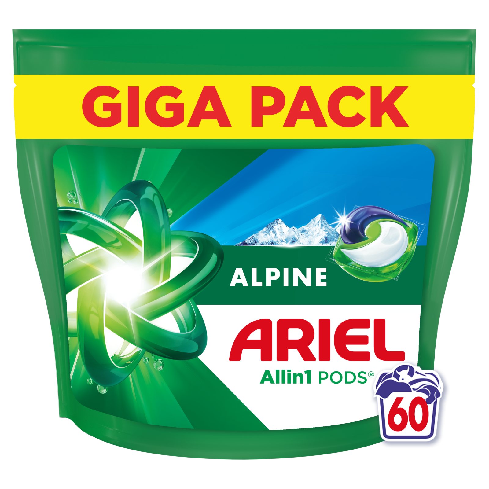 Kάψουλες Πλυντηρίου Ρούχων Allin1 Pods Alpine 60 Τεμάχια