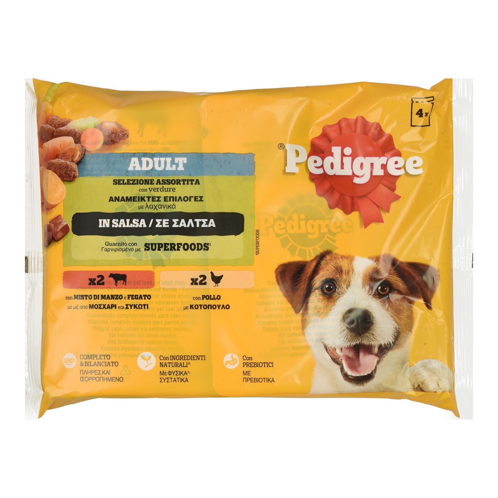 PEDIGREE Σκυλοτροφή Μοσχάρι Συκώτι και Κοτόπουλο 4x100g