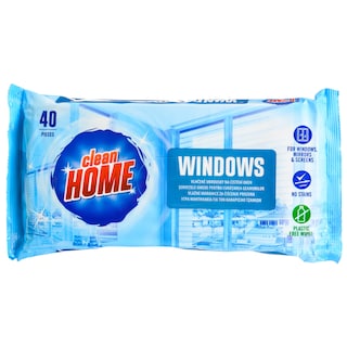 CLEAN HOME | Υγρά Μαντηλάκια Καθαρισμού Τζαμιών 40 Τεμάχια