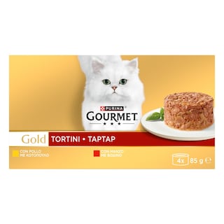 GOURMET | Γατοτροφή Gold Tartar Βοδινό Κοτόπουλο 4X85 gr