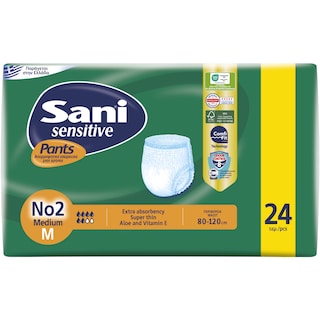 SANI | Incontinence Underwear Sensitive Pants Value Pack Medium No2 24 Pieces