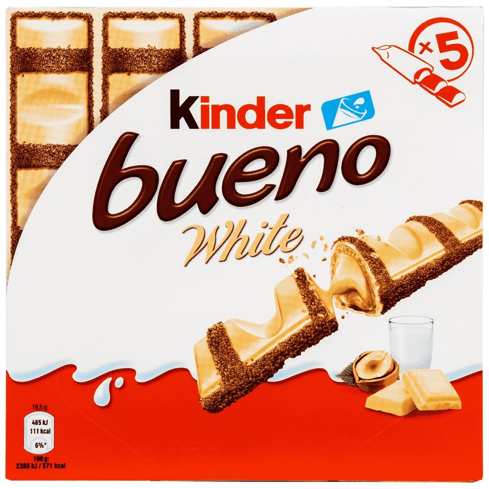 KINDER Λευκή Σοκολάτα Bueno Φουντούκι 5x19.5g