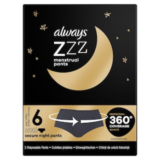 ALWAYS | Εσώρουχα Περιόδου ZZZs Μίας Χρήσης Νο6 Μαύρα 3 Τεμάχια