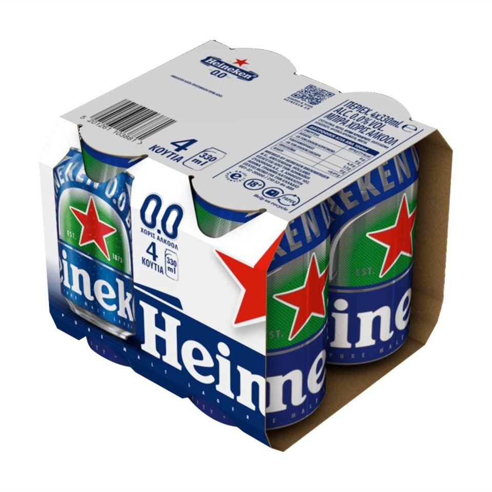 HEINEKEN Μπύρα Χωρίς Αλκοόλ Κουτί 4x330ml