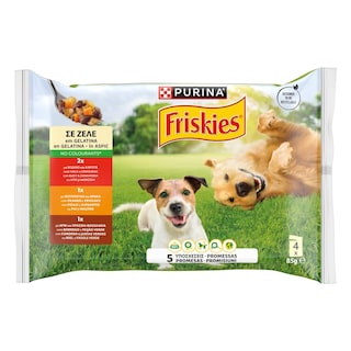 FRISKIES | Σκυλοτροφή Βοδινό Κοτόπουλο Αρνί σε Ζελέ 4x85g