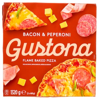 GUSTONA | Πίτσα Μπέικον Πεπερόνι 3x440g