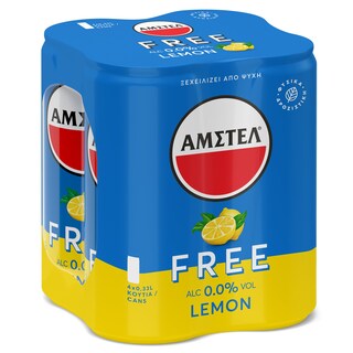 AMSTEL | Μπύρα Free Λεμόνι Χωρίς Αλκοόλ Κουτί 4x330ml
