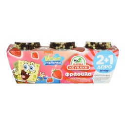 ΦΑΡΜΑ ΚΟΥΚΑΚΗ | Επιδόρπιο Γιαουρτιού Μπομπ Σφουγγαράκης Φράουλα 140g 2+1 Δώρο