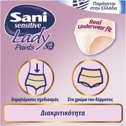 SANI | Incontinence Underwear Lady Sensitive Pants Medium 12 Pieces