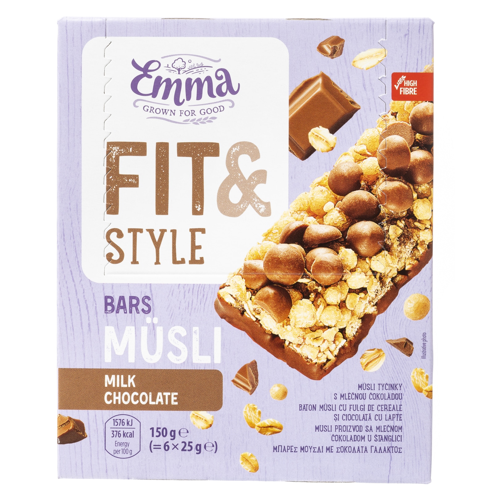 EMMA Μπάρες Μούσλι με Σοκολάτα Γάλακτος 6x25g