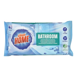 CLEAN HOME | Υγρά Μαντηλάκια Καθαρισμού Μπάνιου 40 Τεμάχια