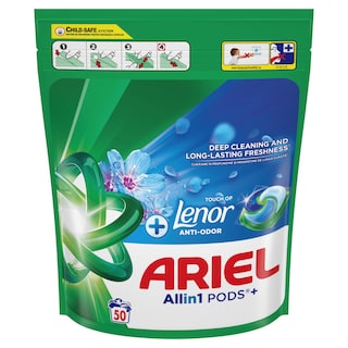 ARIEL | Kάψουλες Πλυντηρίου Ρούχων Allin1 Pods Touch of Lenor 50 Τεμάχια