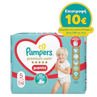 PAMPERS | Πάνες βρακάκι Μωρού Premium Pants Νο5 12-17kg 34 Τεμάχια