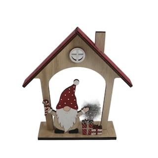 - | Διακοσμητικό Ξύλινο Σπιτάκι με Άγιο Βασίλη 1 Τεμάχιο
