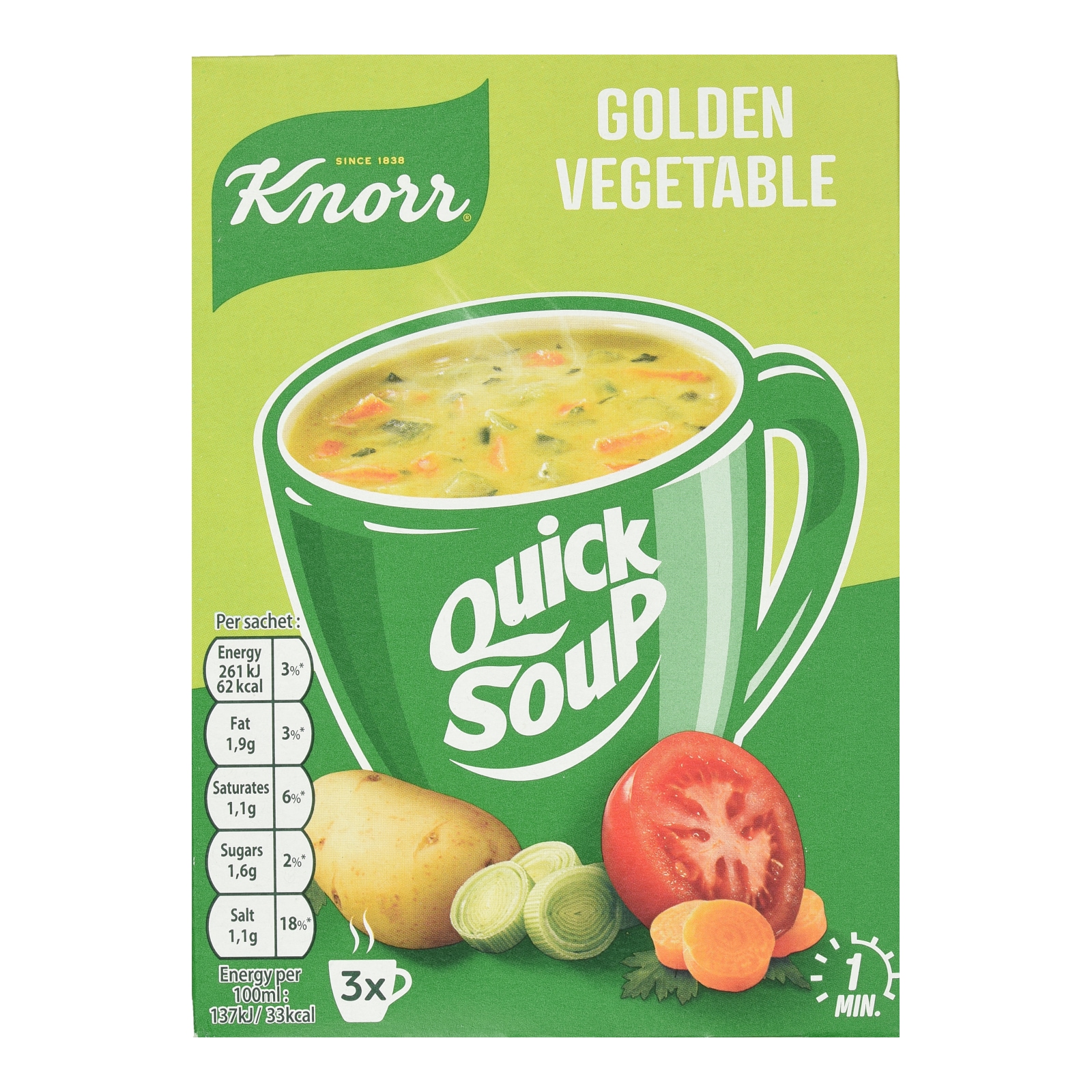 KNORR Σούπα Λαχανικών Quick Soup με Κρουτόν 3x16g
