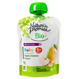 NATURES PROMISE BIO | Φρουτοπουρές Bio Μήλο Μπανάνα Αχλάδι 90g