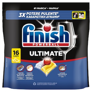 FINISH | Κάψουλες Πλυντηρίου Πιάτων Ultimate All in 1 Λεμόνι 16 Tεμάχια