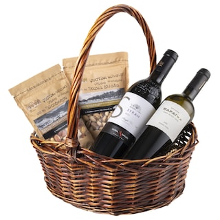 - | Καλαθι δώρου με Κρασιά και Ξηρούς Καρπούς