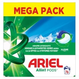 ARIEL | Kάψουλες Πλυντηρίου Ρούχων Allin1 Pods Alpine 76 Τεμάχια