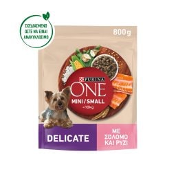 PURINA ONE | Σκυλοτροφή Delicate Mini Σολομός και Ρύζι 800g