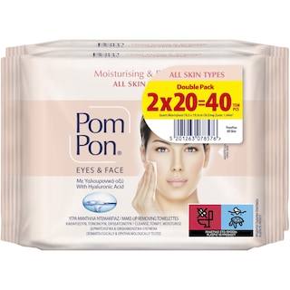 POM PON | Υγρά Μαντήλια Ντεμακιγιάζ All Skin Types 2x20 Tεμάχια