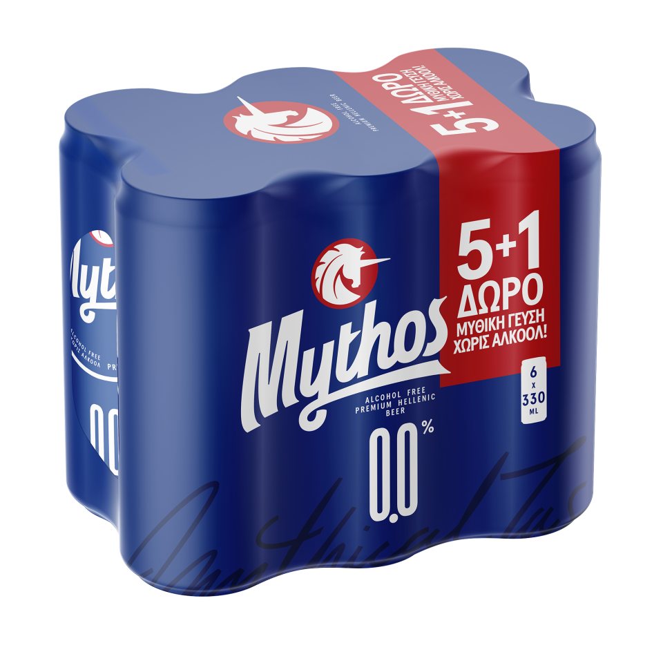 MYTHOS Μπύρα 0.0% Χωρίς Αλκοόλ Κουτί 330ml 5+1 Δώρο