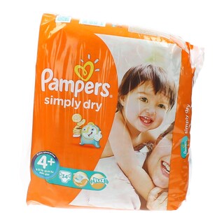 PAMPERS | SIMPLY DRY | DIAPERS MAXI PLUS 9-20KG N4+ 34 PCS