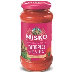 MISKO | Σάλτσα Τομάτας με Πιπεριές και Ελιές 500g