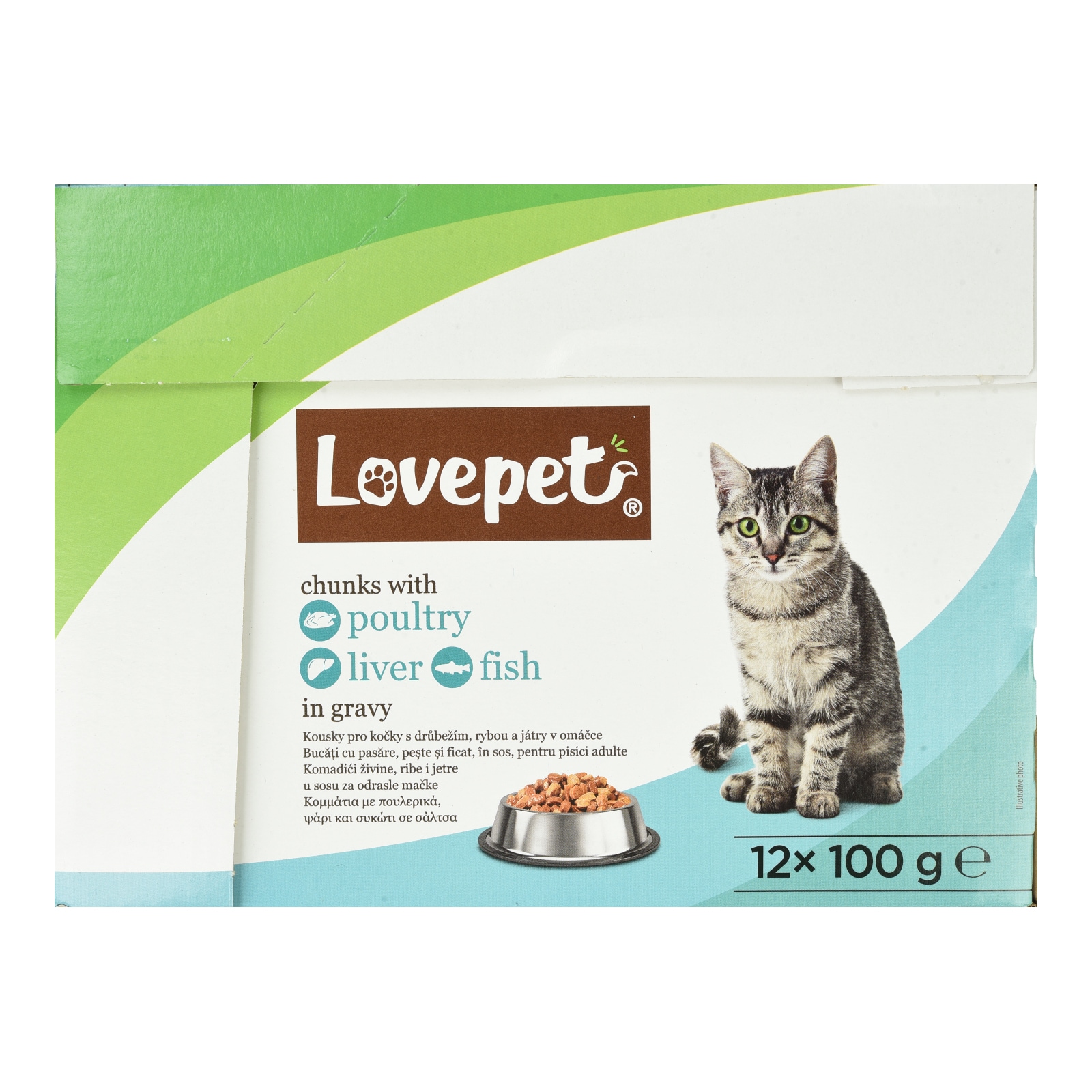 LOVEPET Γατοτροφή Πουλερικά Ψάρι Συκώτι σε Σάλτσα 12x100g