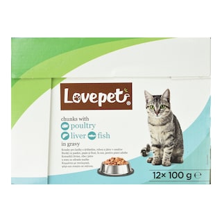 LOVEPET | Γατοτροφή Πουλερικά Ψάρι Συκώτι σε Σάλτσα 12x100g