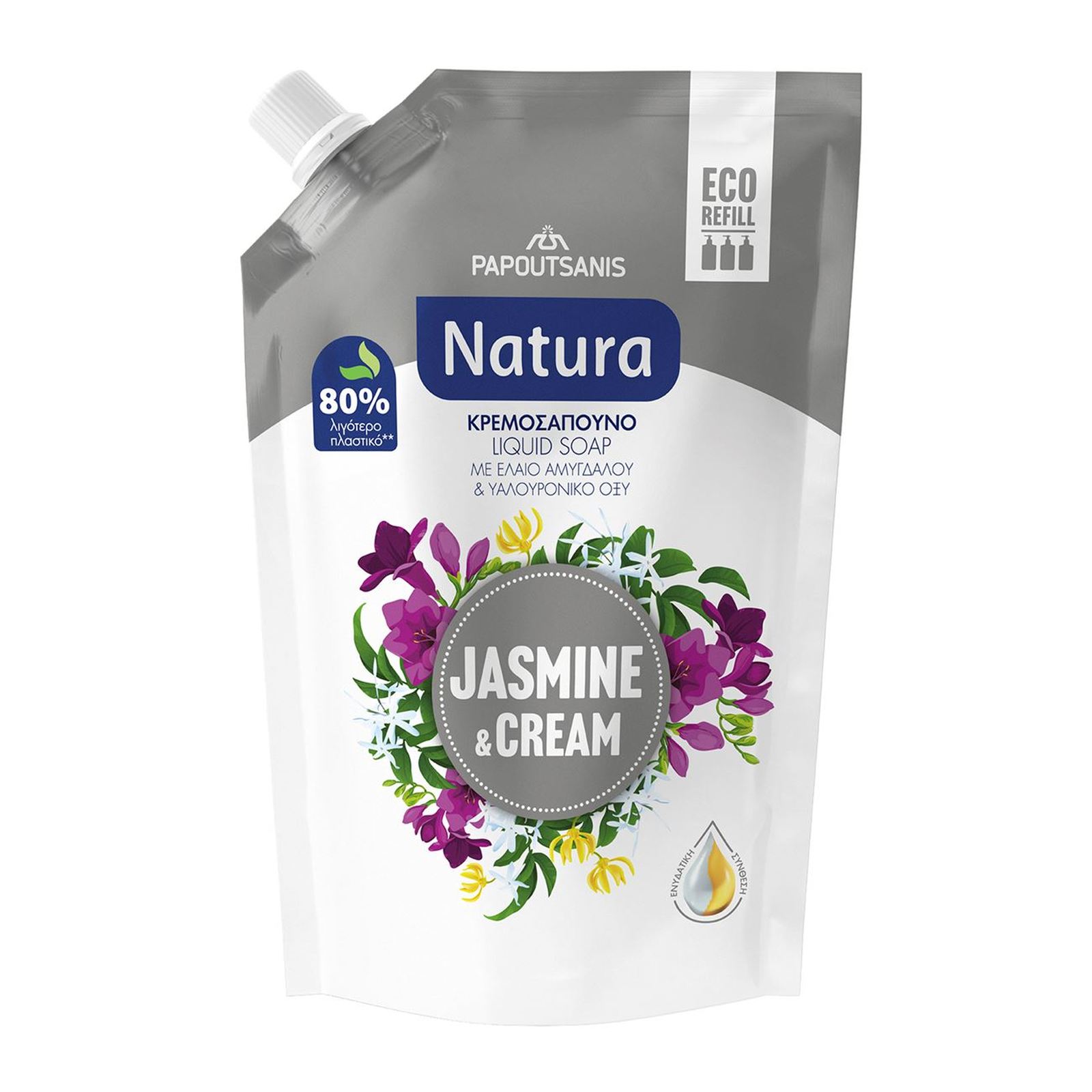 NATURA Κρεμοσάπουνο Jasmine & Cream Ανταλλακτικό 500ml