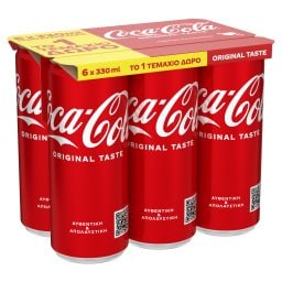 COCA COLA | Αναψυκτικό Cola Κουτί 6x330ml 5+1 Δώρο