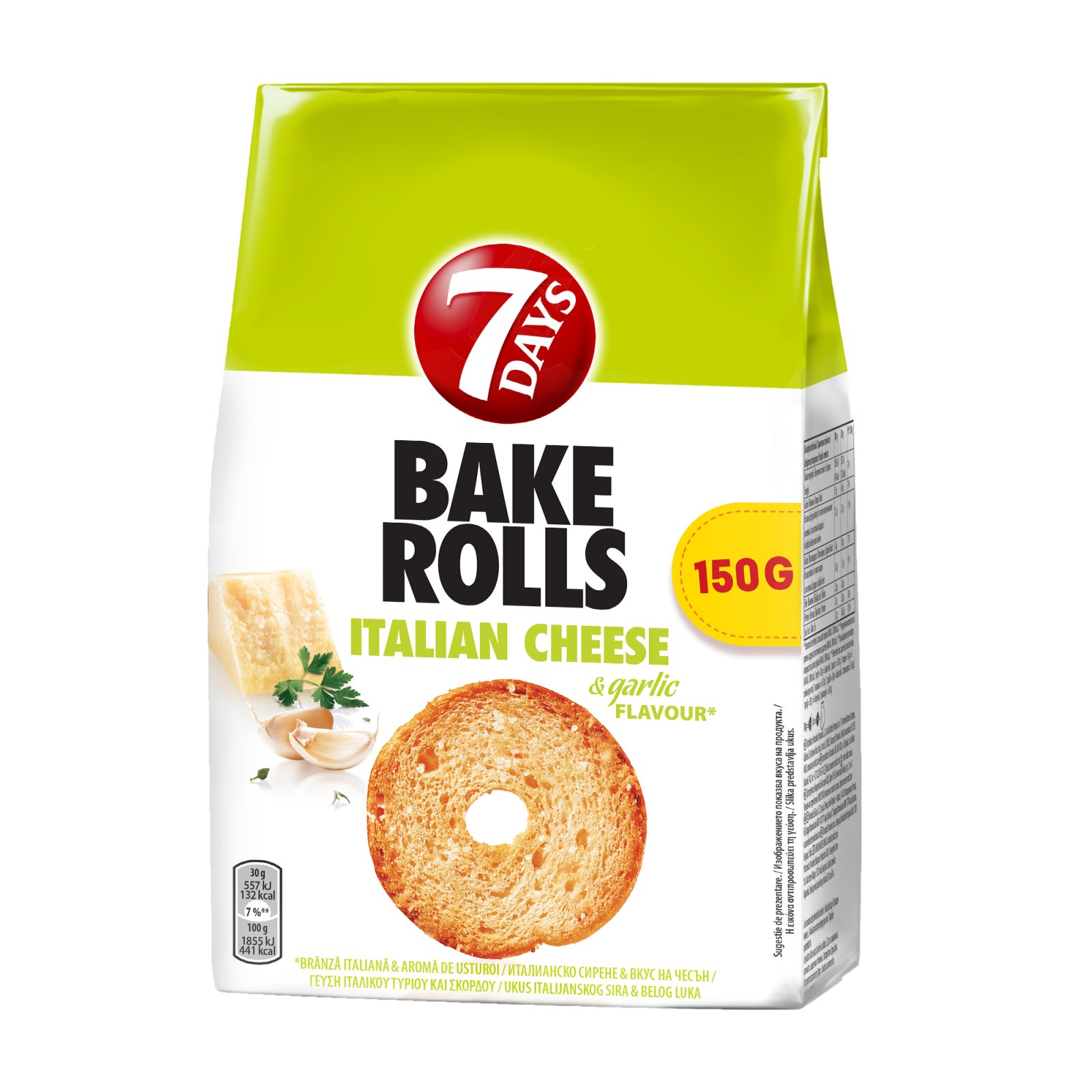 7DAYS Σνακ Bake Rolls Ιταλικό Τυρί Σκόρδο 150g