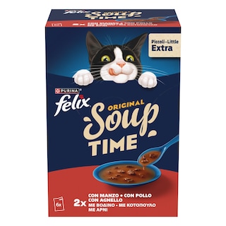 FELIX | Γατοτροφή Soup Original με Βοδινό Κοτόπουλο Αρνί 6x48g