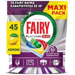 FAIRY | Κάψουλες Πλυντηρίου Πιάτων Platinum Plus Miracle Λεμόνι 45 Τεμάχια
