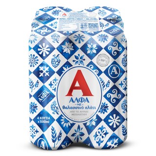 ΑΛΦΑ | Μπύρα Lager με Θαλασσινό Αλάτι 4x500ml