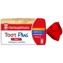 ΠΑΠΑΔΟΠΟΥΛΟΥ | Ψωμί Τοστ Σίτου Plus 325g