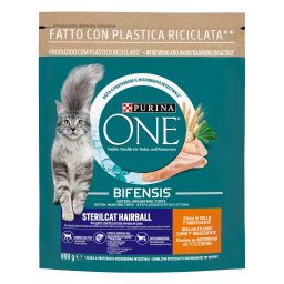 PURINA ONE | Γατοτροφή Sterilcat Hairball Κοτόπουλο Δημητριακά 800g