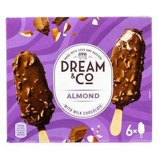 DREAM & CO | Παγωτό Ξυλάκι Αμύγδαλο Σοκολάτα 6x84g