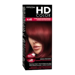 HDCOLOR | Βαφή Μαλλιών Νο6.65 Ξανθό Σκούρο Έντονο Κόκκινο 1 Τεμάχιο