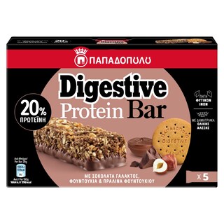ΠΑΠΑΔΟΠΟΥΛΟΥ | Μπάρες Δημητριακών Digestive High Protein Σοκολάτα 5x28g